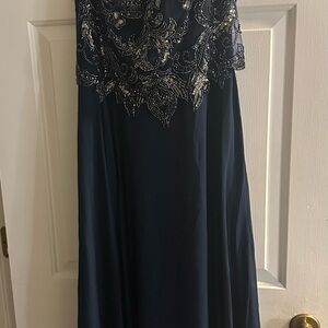 Mother of the Bride formal gown. Xscape Navy Blue